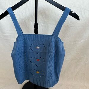 525 America Blue Knit Crop Top